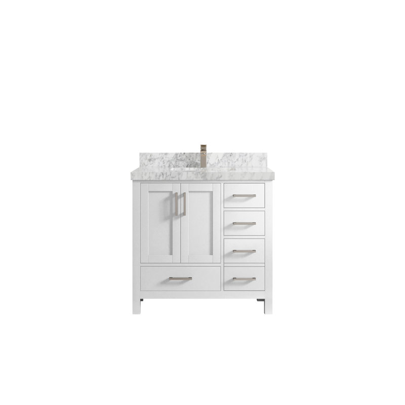 Ensemble de meuble-lavabo simple 36 po Malibu, Marbre de Carrare