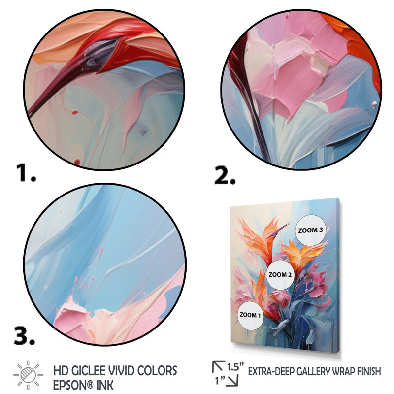 Oiseaux de paradis I - décoration murale florale et botanique, H 20 po x l 12 po x P 1 po, Cadre naturel flottant