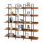 Bibliothèque à 5 niveaux, bureau ouvert, style industriel rétro, panneau de fibres à densité moyenne, structure en métal, conception peu encombrante-916614751