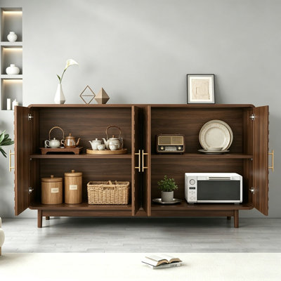 Sideboard Buffet Cabinet With Storage ,Carved Sideboard,Multifunctional Accent Cabinet With Adjustable Layer Board For Living Room, Entryway, Hallway, Office, Kitchen and Dining