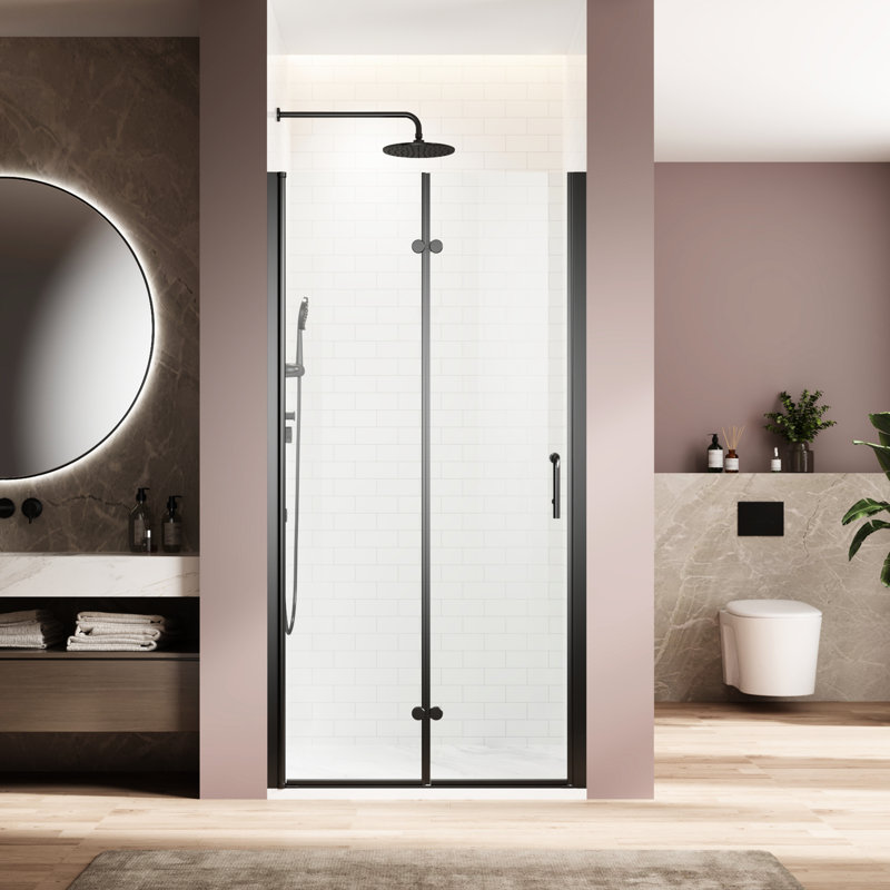 Porte de douche réglable - 1/4 po en verre trempé noir