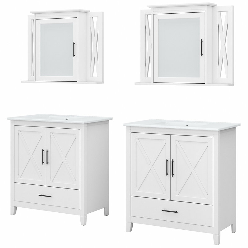 Edion Double Bathroom Vanity with Ceramic Top, Gray