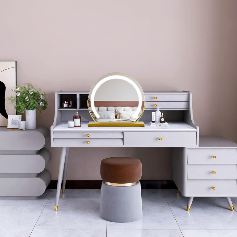 Miroir cosmétique plat MantoLite, Doré