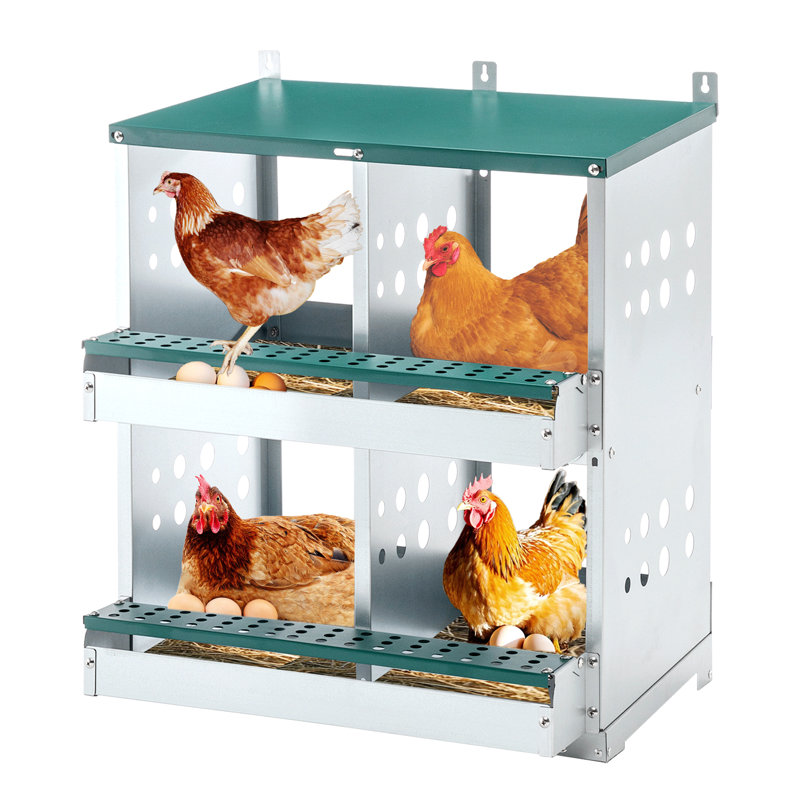 4 Compartment Chicken Nesting Boxes, Metal Nesting Boxes Wall Mount Chicken Egg Laying Box for Different Chicken Breeds