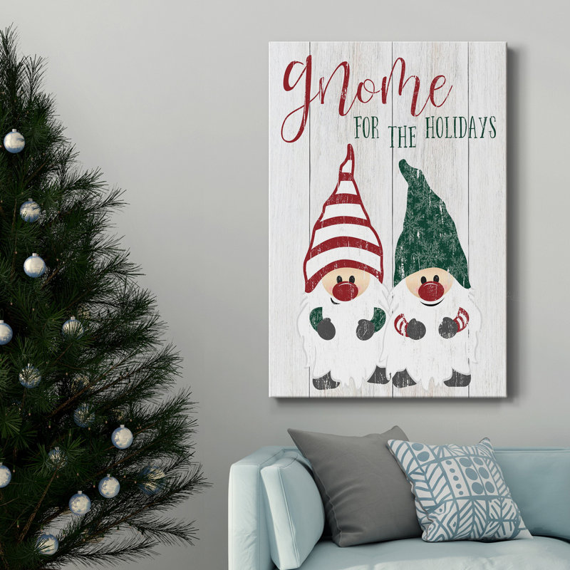 Gnome pour les vacances - reproduction sur toile tendue, H 48 po x l 32 po x P 1 po