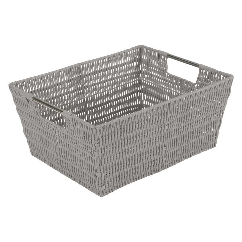 Coastal Charm Rattan Storage Tote Set with Stainless Steel Handles