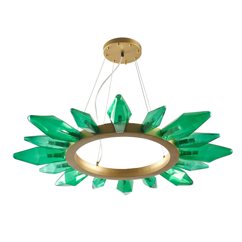 Lustre en roue de wagon Spoutnik 16 lumières, Or