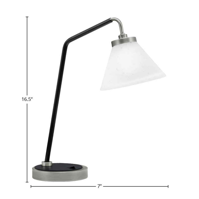 Lampe de bureau en acier inoxydable Atul, Blanc, Graphite / noir mat