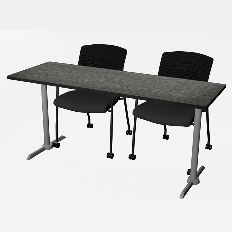 Base et table de formation Cain, H 29 po x L 66 po x l 24 po, Gris intense, Gris lune