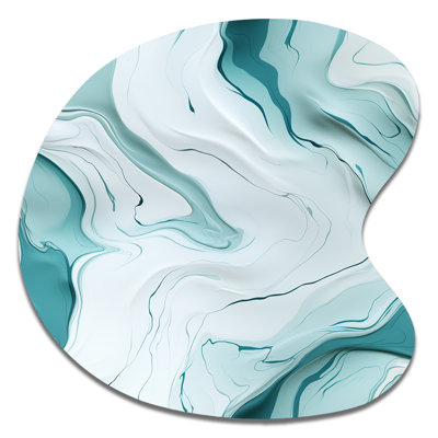 Lgith Green Zen Marble Harmony Channel - Art abstrait en métal marbré en forme de goutte irrégulière