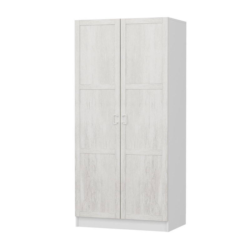 Elegant White Wardrobe, 100% Melamine Coated Particle Board, 35.4 x 74.8 x 20.5 inches | Durable & Stylish Storage Solution | Perfect for Bedroom & Closet Organization, Modern Solid Color Design