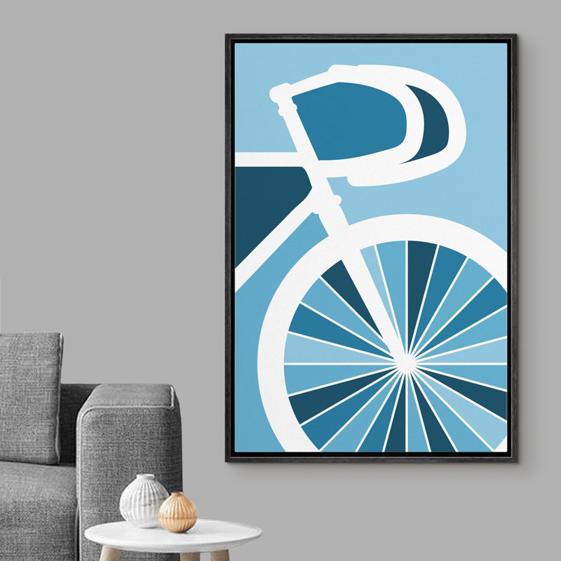 " Bicycle Composed By Abstract Shapes ", 24" H x 16" W x 1.5" D, Black Framed