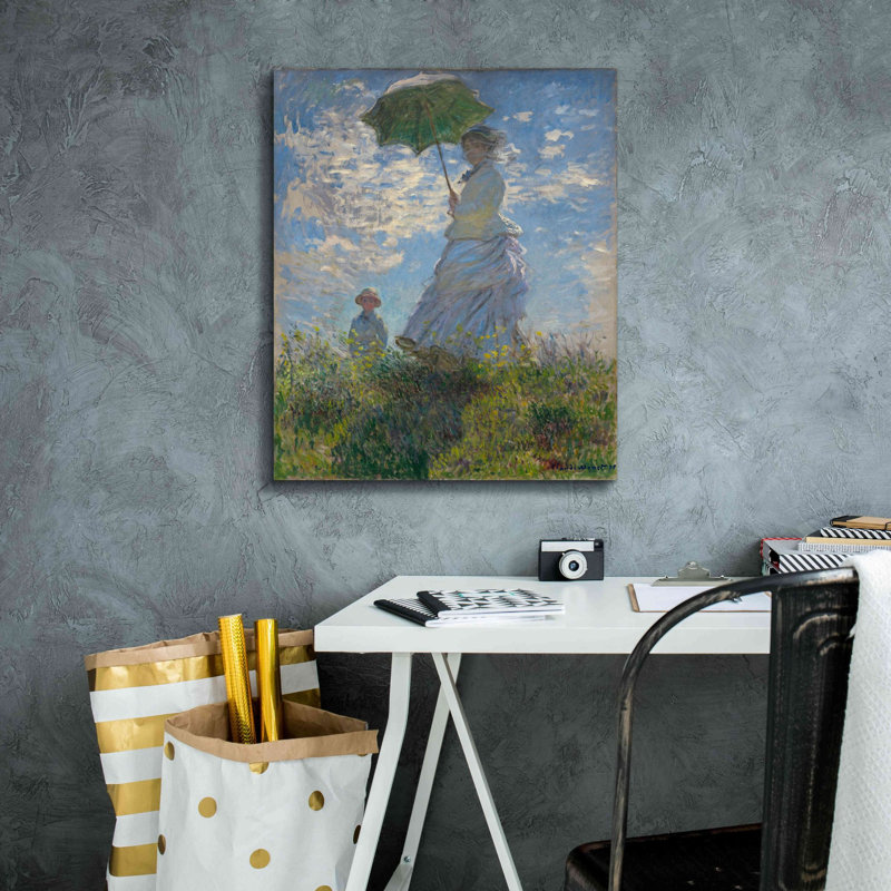 «Woman With A Parasol» par Claude Monet, estampe numérique sur toile, H 24 po x l 20 po x P 0,75 po