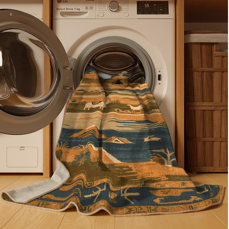 Machine Washable Art Deco Brown Area Rug, Runner 2' x 4'