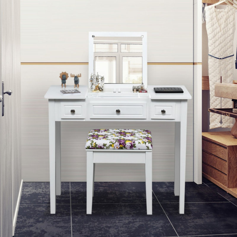 Ensemble de coiffeuse avec miroir et 3 tiroirs