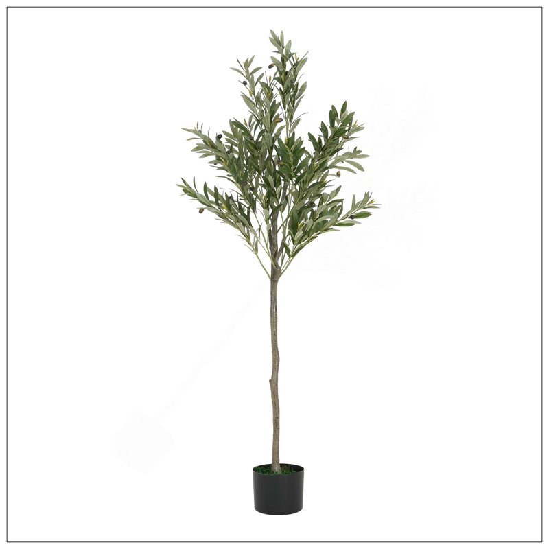 Artificial Olive Tree With Pot, 66" H x 31" W x 31" D