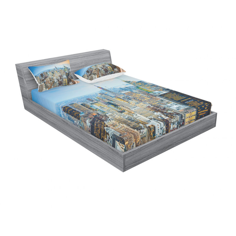 Ensemble de draps New York City, Ensemble de draps pour lit double avec un drap-hou