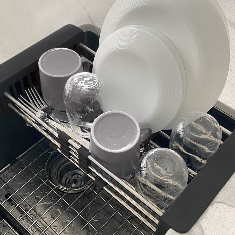 Stylish Stainless Steel Adjustable Over the Sink Dish Rack & Reviews