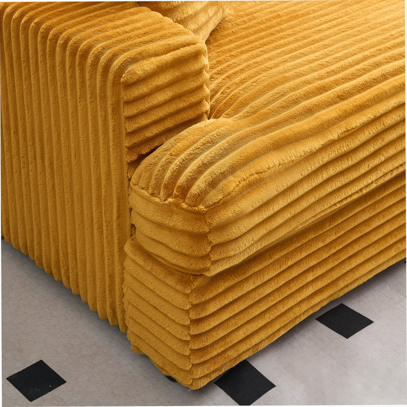 Spacious Corduroy 3-Seater Sofa With Matching Throw Pillows, Comfortable And Stylish For Modern Living Spaces