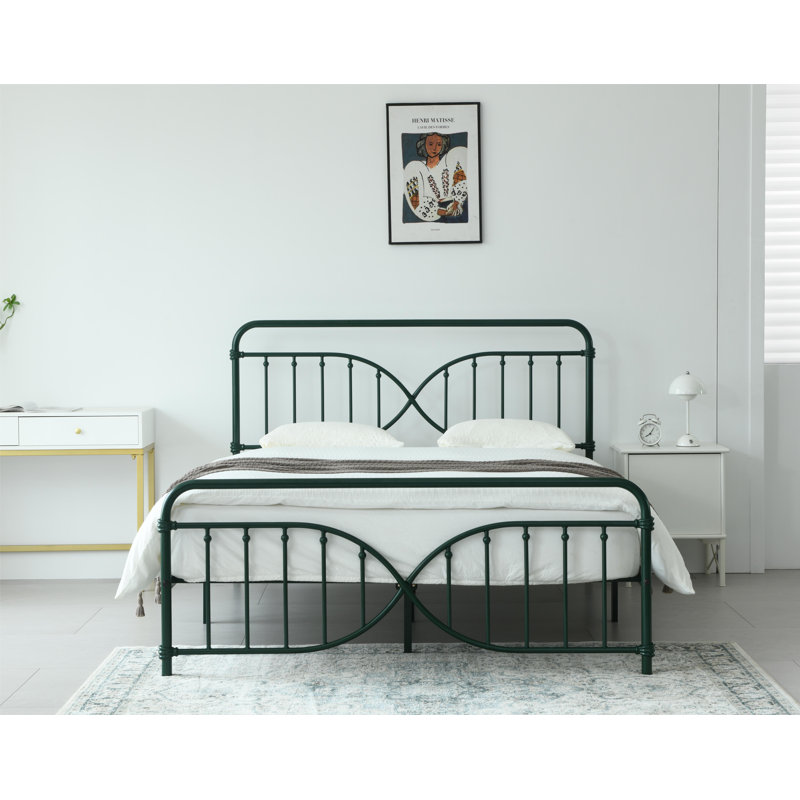 Lit plateforme en métal Mouna, Vert, Grand