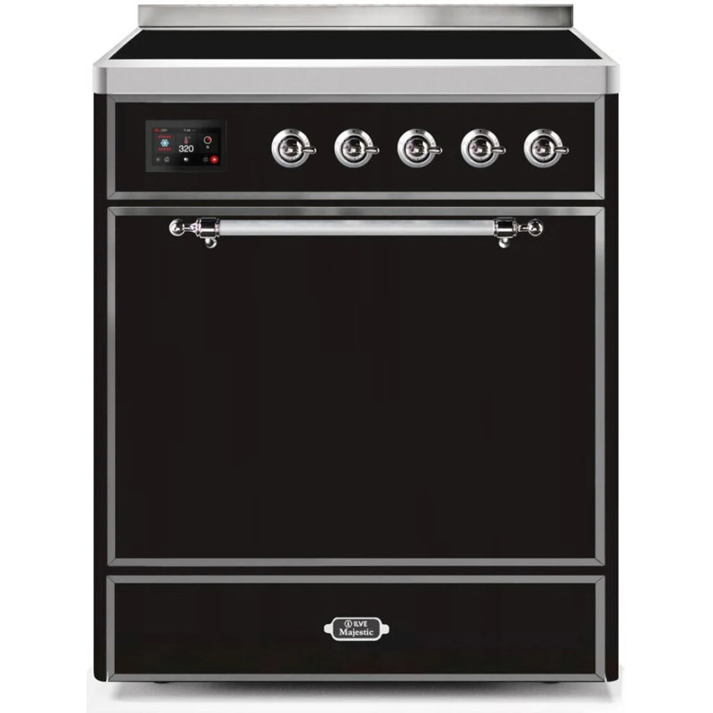 ILVE Majestic II 30 in Induction Range, Glossy Black/Chrome