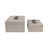 Faux Leather Storage Boxes with Metal Accent Modern Decorative Organizer for Home & Office Ivory & Tan 18"/12"