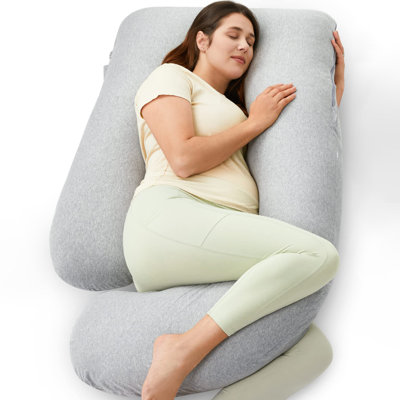 Coussins de grossesse avec housse de refroidissement, oreiller de maternité complet en U pour dormeurs latéraux 57 pouces - soutien pour le dos, les hanches, le ventre, les jambes