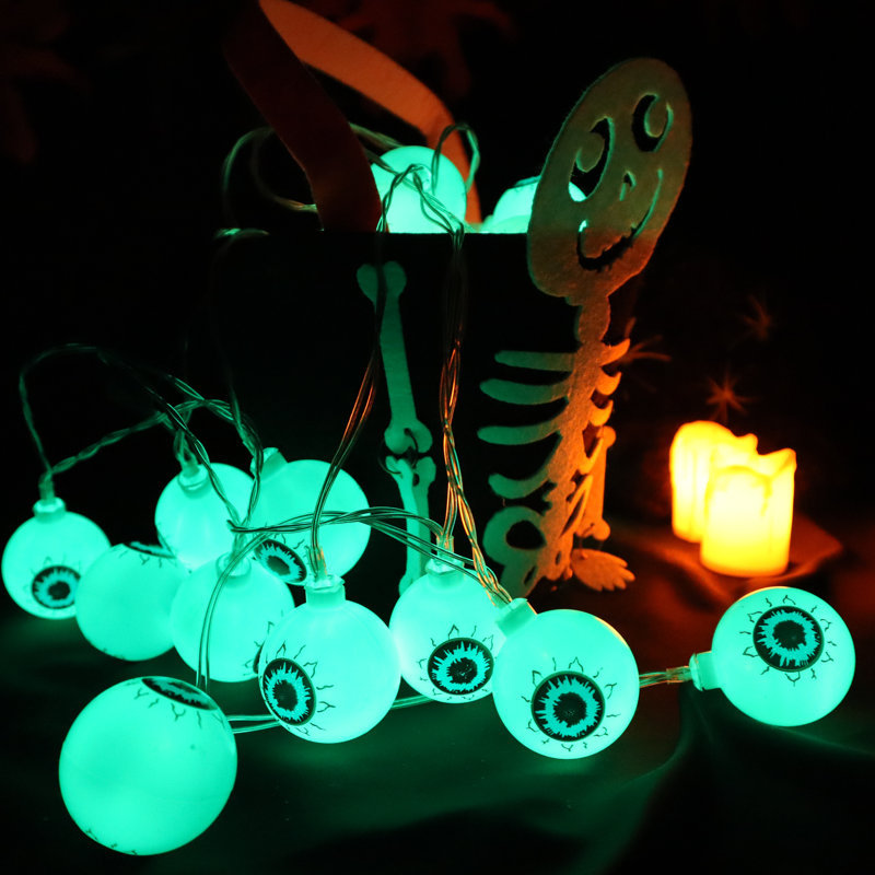 Guirlande de 30 lumières Sppoky Eyeball, Vert