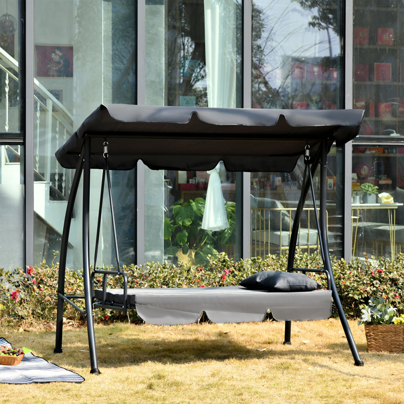 Katarina 2 Person Porch Swing with Canopy, Grey