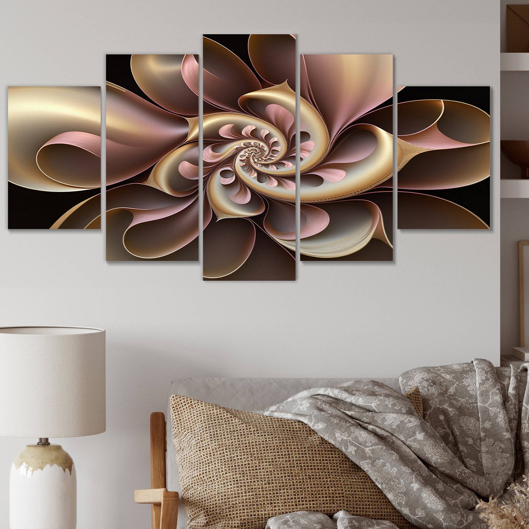 Mercer41 'Fractal Flower In Vintage Gold And Pink III - Abstract ...