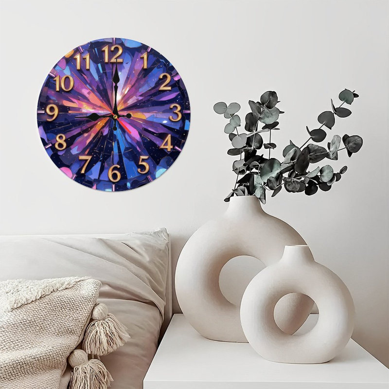 Horloge avec vitrail galaxie