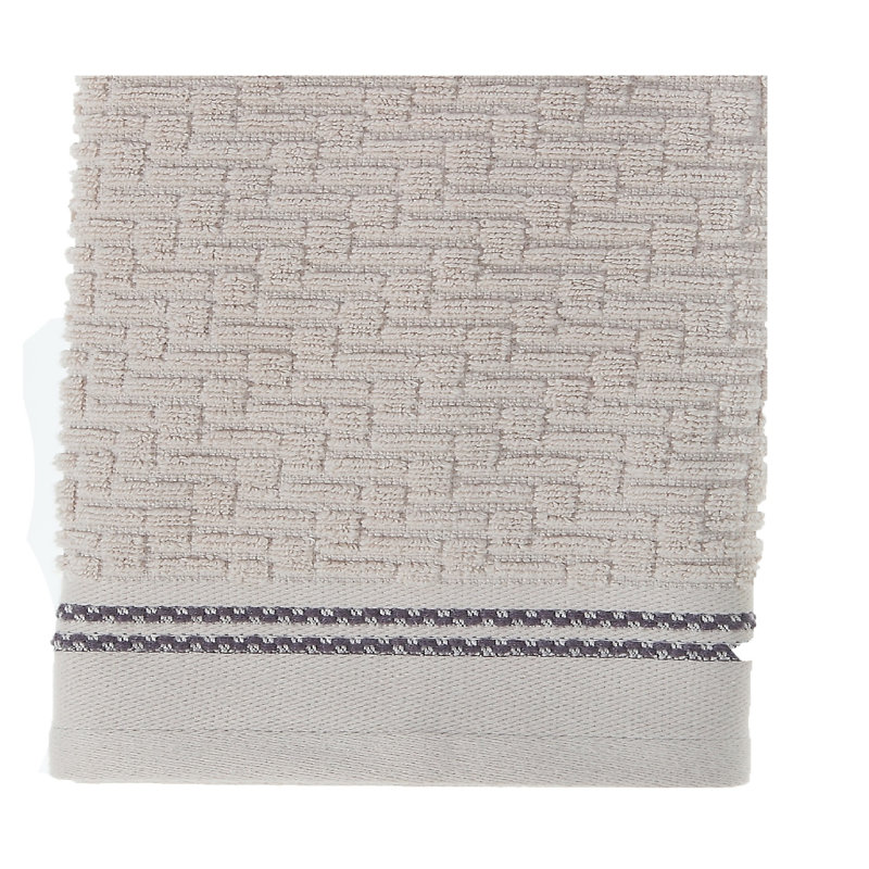 Cotton Blend Ribbed Washcloth, Taupe