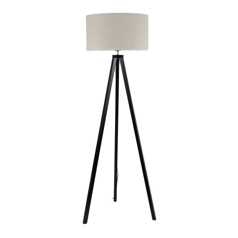 Hannibal 151cm Tripod Floor Lamp, Natural, Black, No
