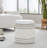 18" Storage Ottoman In Beige Handwoven Wool With Tufted And Knoted Design