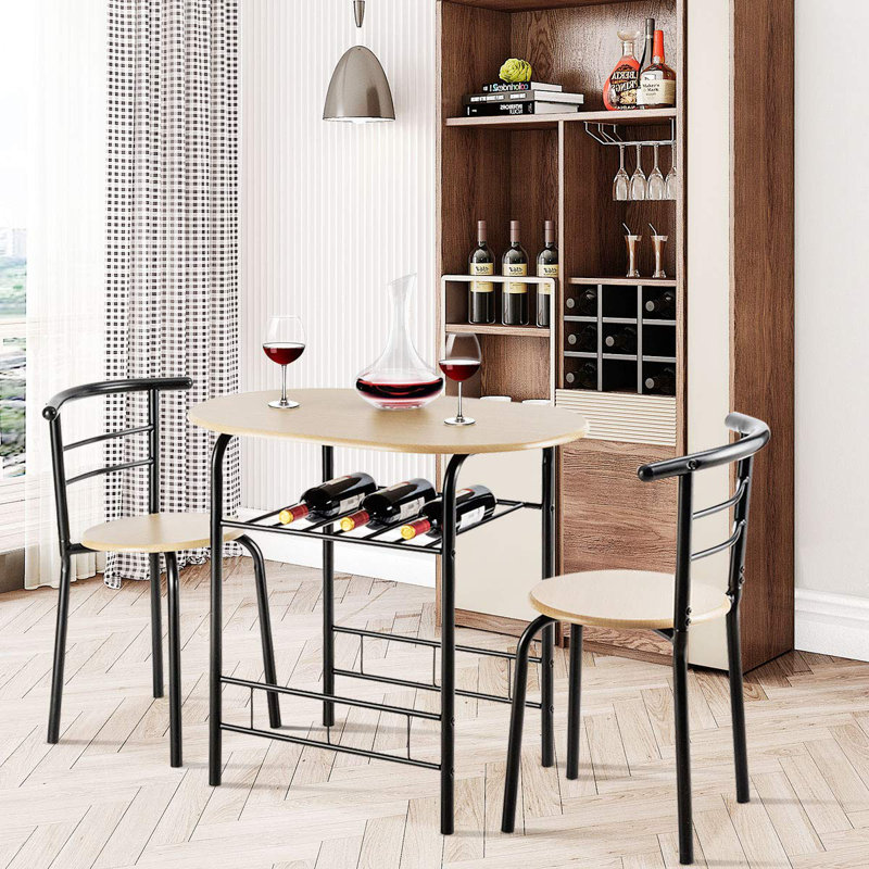 Varvara 2 - Person Dining Set, Cream, Black, Black