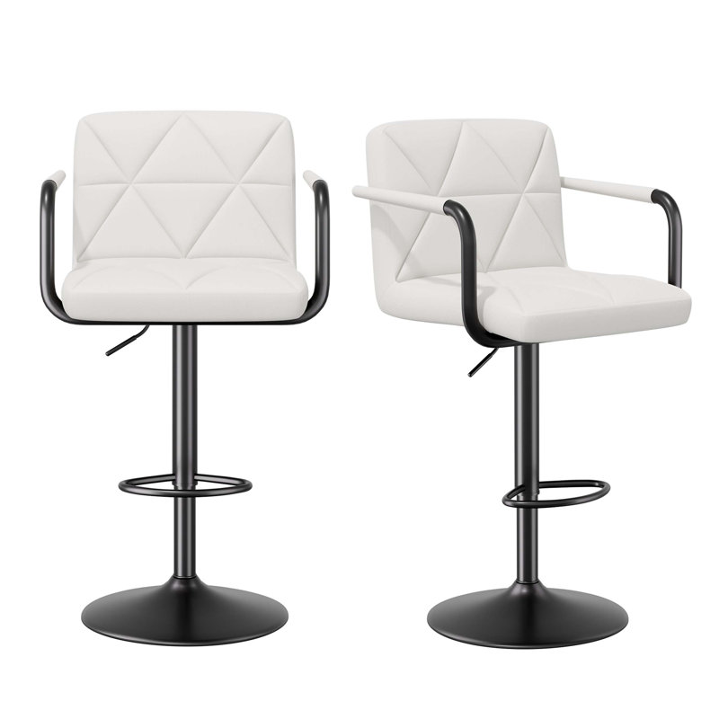 Ensemble de tabourets de bar rembourrés confortables avec hauteur, dossier, accoudoirs et pédale réglables pour divers espaces intérieurs