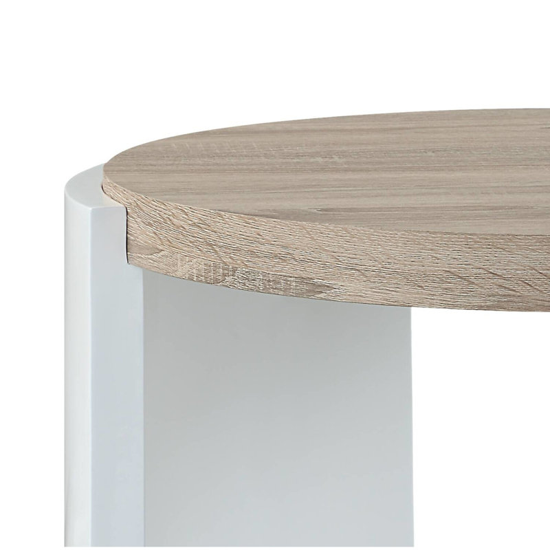 Charmante table de bout en chêne et blanc brillant pour une décoration polyvalente