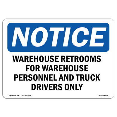 Osha Notice Warehouse Restrooms for Warehouse Personnel Sign