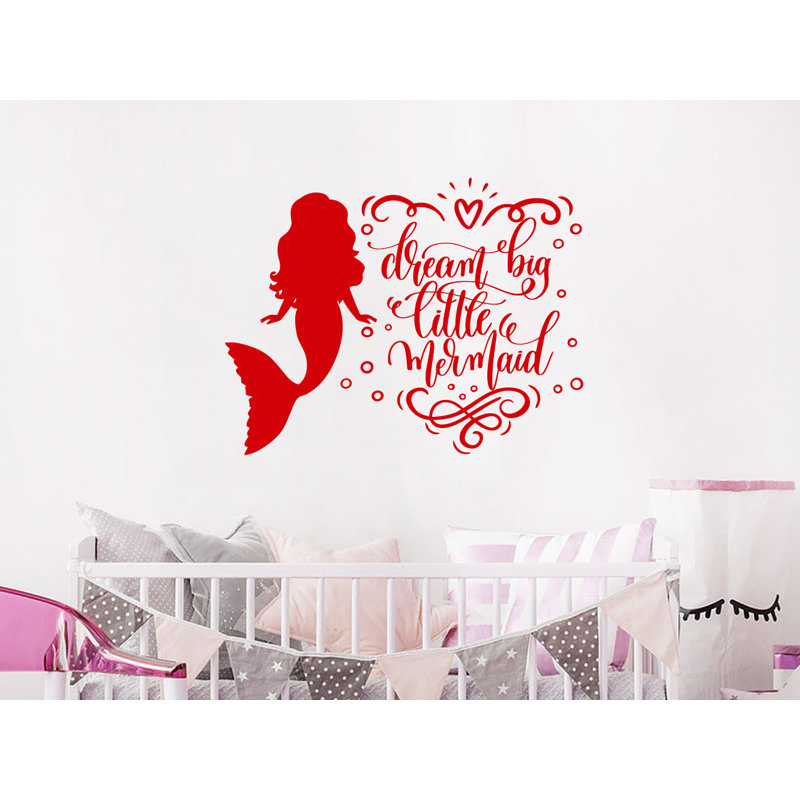 Autocollant mural Dream Big Little Mermaid, Rouge
