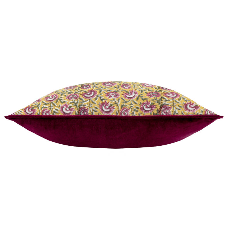 Chedworth Floral Square Throw Cushion, Gold/Pink