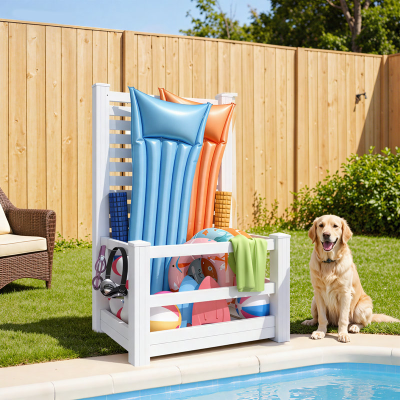 Organisateur de rangement pour piscine flottant autoportant avec 5 crochets repositionnables H 5,9 pi x l 3 pi x L 3,8 pi