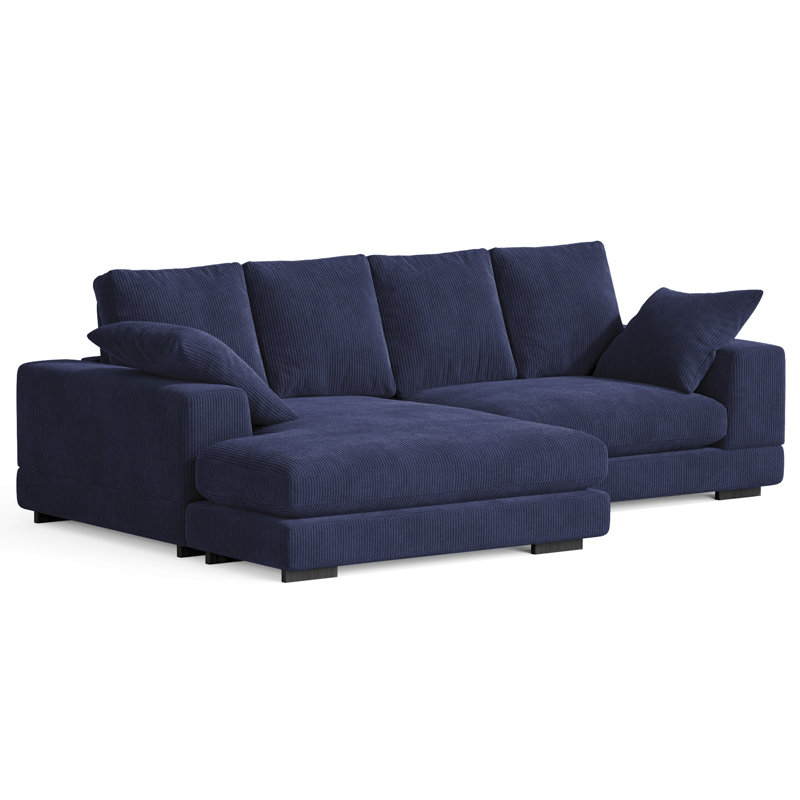 Daisy Cozy Corduroy L-Shaped Sectional Left or Right Reversible, Blue Corduroy
