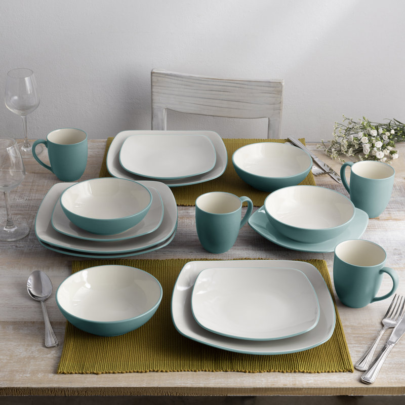 Noritake Colorwave 16-Piece Square Dinnerware Set, Service for 4, Turquoise