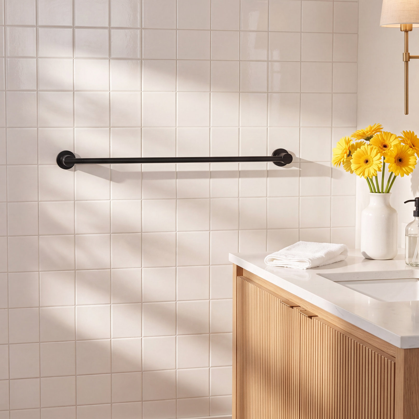 Nicoli 18" Towel Bar with Extender, Matte Black