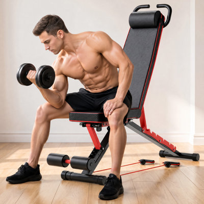 Multifunctional Foldable Weight Bench – 1000 lbs Capacity, 7-Level Adjustable Backrest (Incline/Decline/Flat), Includes 2 Resistance Bands, Full-Body Strength Training Home Gym Equipment for Professional Weight lifting