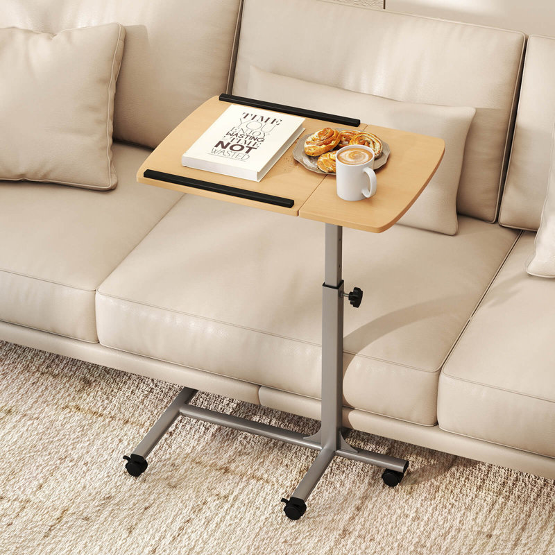 Bureau mobile à hauteur ajustable pour bureau pour portable, naturel et naturel