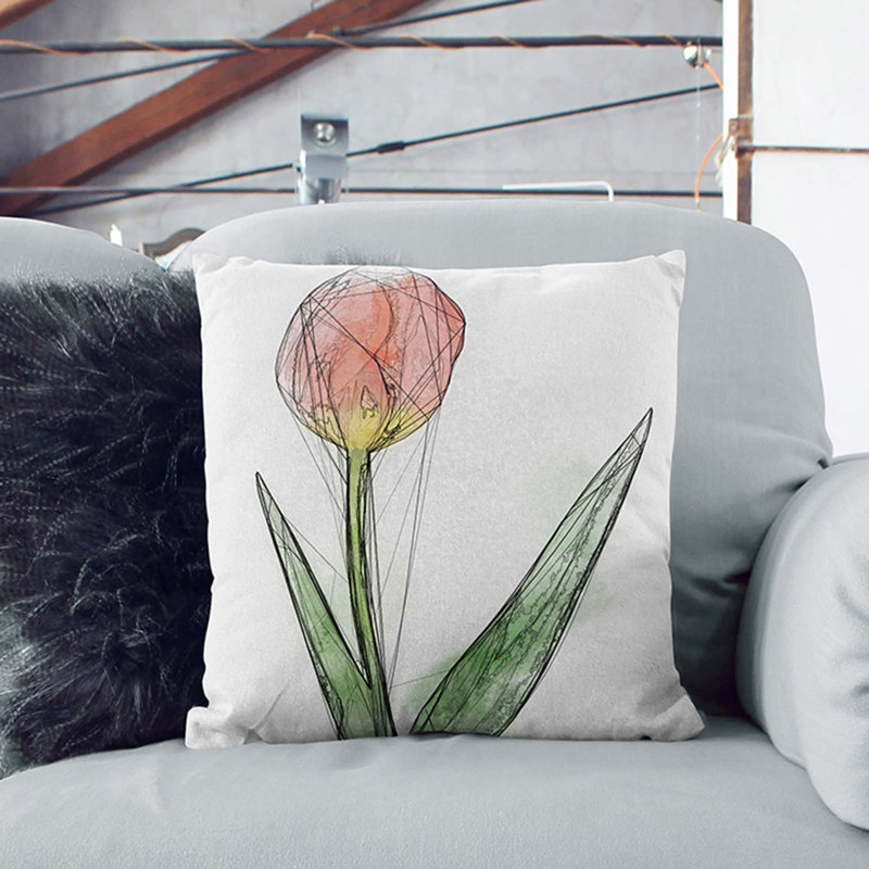 Floral Square Throw Cushion, 55cm H x 55cm W x 20cm D, Black