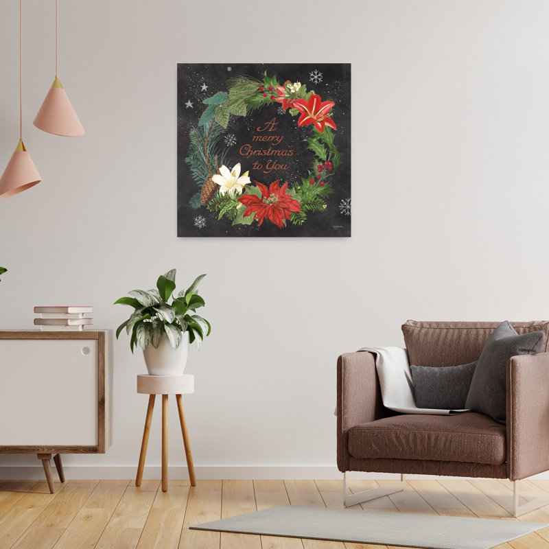 «Vintage Holiday Chalk VI Vintage Abstract Poinsettia Flower Landscape Art», H 24 po x l 24 po
