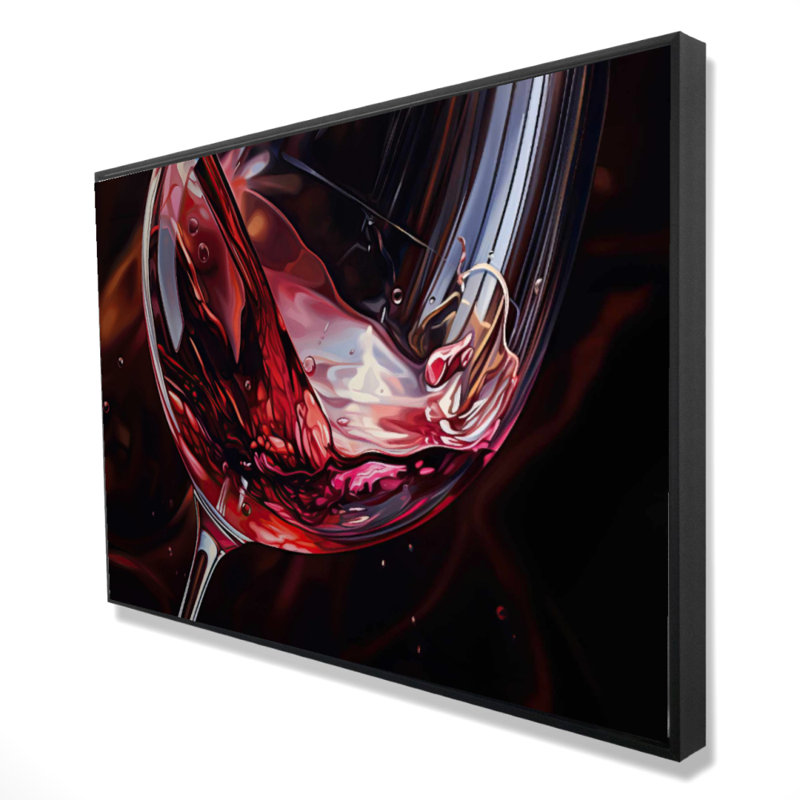 Art sur verre à vin | Décoration intérieure noire encadrée, H 37,25 po x l 25,25 po