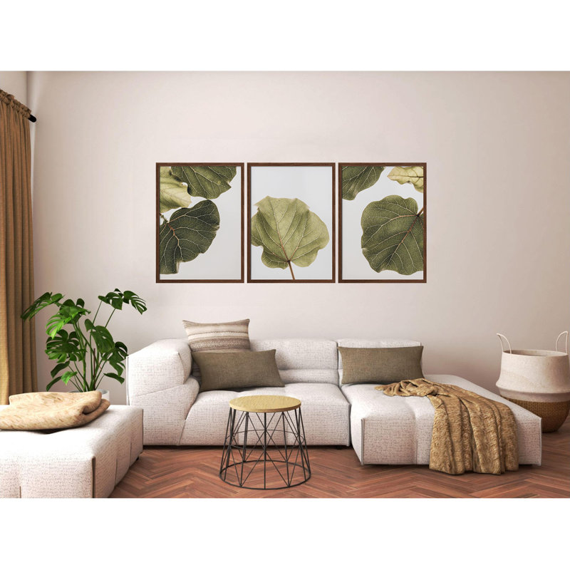 "Abutifolia Noe", ensemble de trois peintures murales encadrées, Noir, H 14 po x l 30 po